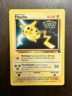 Pokemon Card Pikachu 4 WOTC WB Movie Black Star Promo Stamped NM - Image 1