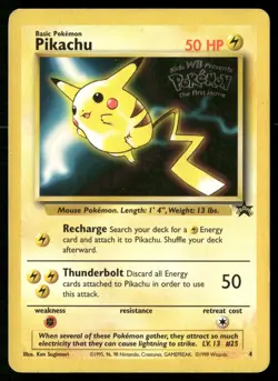 Pikachu 4 Promo Wizards Black Star Promos Pokemon MP - Image 1