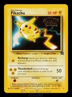 Pokemon Card Pikachu 4 Wizards Black Star Vintage WOTC Promo LP 1999 - Image 1