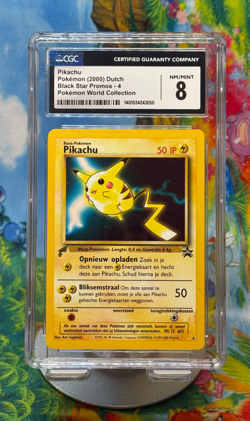 Pikachu #4 Black Star Promo Pokemon World Collection Dutch 2000 CGC 8 - Image 1