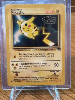 Pokemon TCG Pikachu #4 Stamped 1999 WB Movie Black Star Promo Card HP - Image 1