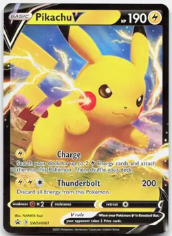 Pikachu V SWSH061 Holo Promo Sword & Shield Promo Pokemon Lightly Played - Image 1