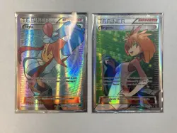 LOT OF 2 Pokemon TCG Skyla + Brigette Full Art Trainer Supporter Cards - Image 1