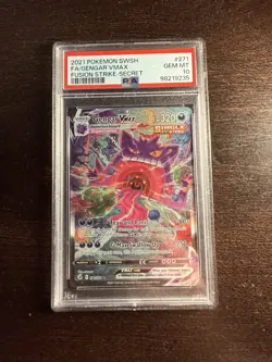 2021 Pokemon SWSH Fusion Strike Secret #271 FA Gengar VMAX PSA 10 GEM MINT - Image 1