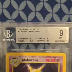 Pokemon Base Set Unlimited Alakazam Holo Rare 1/102 English BGS 9 (1999) - Image 3