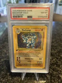 PSA Grade 8 1999 Pokemon Base Set Machamp Holo 1st Edition 8/102 - Image 1