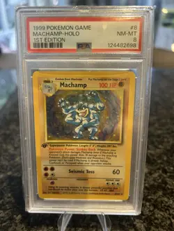 PSA Grade 8 1999 Pokemon Base Set Machamp Holo 1st Edition 8/102 - Image 2