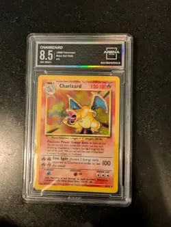 Arena Club 8.5 NM MINT+ Pokemon Charizard Holo 4/102 1999 Base Set - Image 1