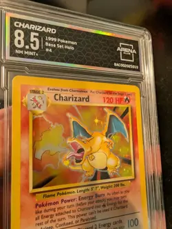 Arena Club 8.5 NM MINT+ Pokemon Charizard Holo 4/102 1999 Base Set - Image 3