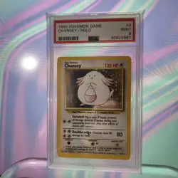 Pokemon Chansey 3/102 Base Set Unlimited PSA 9 1999 WOTC Holo Rare Mint - Image 1