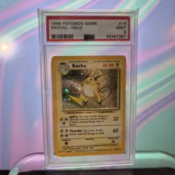 Pokemon Raichu 14/102 Base Set Unlimited PSA 9 1999 WOTC Holo Rare Mint - Image 1