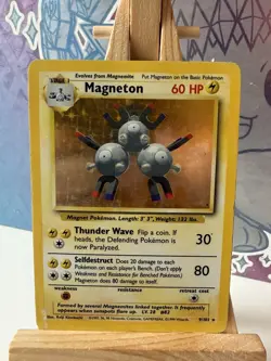 Pokemon TCG Magneton 9/102 WOTC Base Set Unlimited Holo Holo Rare 1999 Vintage - Image 1