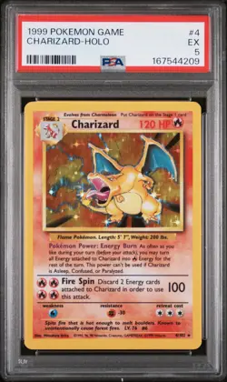 1999 POKEMON BASE SET UNLIMITED #4 CHARIZARD-HOLO PSA 5 - Image 1