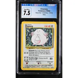 CGC 7.5 NEAR MINT Chansey 3/102 Pokemon 1999 Unlimited Base Set Holo Card Graded - Image 1