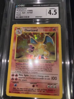 Charizard Holo 004/130 Base Set CGC 4.5 VG/EX+ Pokemon 2000 RARE - Image 2
