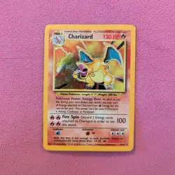 Charizard 4/102 Base Set Unlimited Holo Rare Pokemon Card - MP With Crease - Image 1