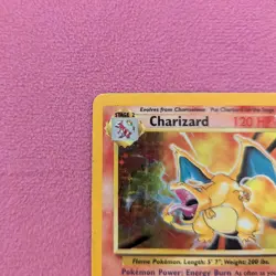Charizard 4/102 Base Set Unlimited Holo Rare Pokemon Card - MP With Crease - Image 2