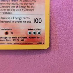 Charizard 4/102 Base Set Unlimited Holo Rare Pokemon Card - MP With Crease - Image 5