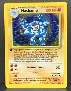 1999 Pokemon 1st Edition Base Set WOTC Machamp 8/102 Holo LP-NM - Image 1