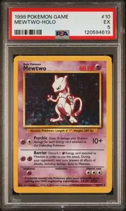 1999 Pokemon Game Mewtwo-HOLO 10/102 PSA 5 - Image 1