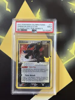 Pokemon Umbreon 17/17 Celebrations Classic Collection Gold Star PSA 9 - Image 1