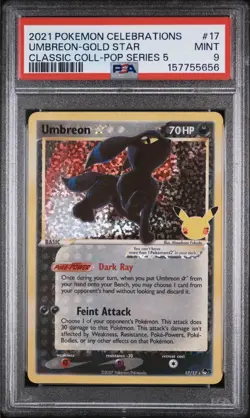 Pokemon 25th Celebrations Collection Umbreon Gold Star 17/17 PSA 9 - Image 1