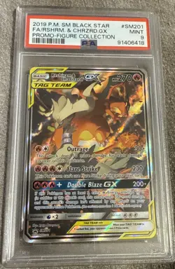 Pokemon Reshiram & Charizard GX Figure Coll. Full Art Promo SM201 PSA 9 Mint - Image 1