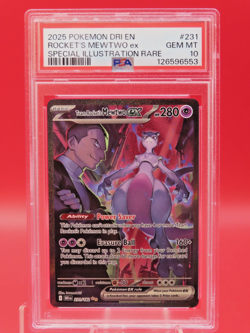 2025 POKEMON DRI SPECIAL ILLUSTRATION RARE #231 TEAM ROCKET'S MEWTWO EX PSA 10 - Image 1