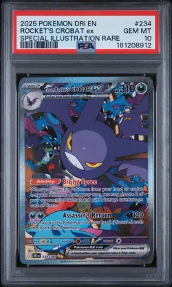 Pokemon TCG 2025 Destined Rivals Team Rocket's Crobat ex 234/182 SIR PSA 10 - Image 1