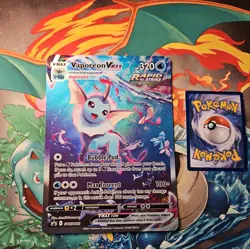 Pokemon Card Vaporeon VMAX SWSH182 Jumbo Black Star Promo Holo Full Art TCG - Image 1
