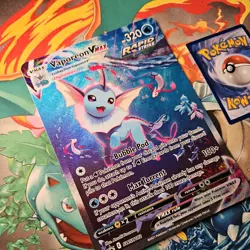 Pokemon Card Vaporeon VMAX SWSH182 Jumbo Black Star Promo Holo Full Art TCG - Image 2