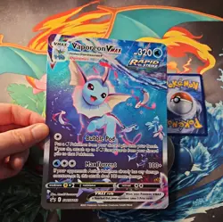 Pokemon Card Vaporeon VMAX SWSH182 Jumbo Black Star Promo Holo Full Art TCG - Image 3