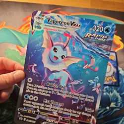 Pokemon Card Vaporeon VMAX SWSH182 Jumbo Black Star Promo Holo Full Art TCG - Image 4