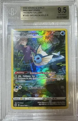 Pokemon SWSH Brilliant Stars Vaporeon #TG02 BGS 9.5 Gem Mint Full Art 2022 - Image 1