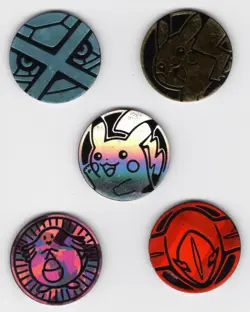 Lot of 5 Vintage Pokemon TCG Coins Classic 1990s Game Tokens Collectible - Image 1