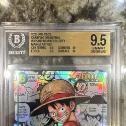 BGS 9.5 One Piece Monkey D. Luffy Manga OP13-118 Carrying on His Will - Image 2