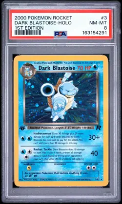 2000 Pokemon Team Rocket Dark Blastoise Holo 1st Edition 3/82 PSA 8 - Image 1