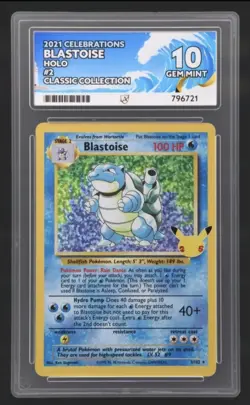 ACE 10 Blastoise 2/102 Celebrations Pokemon Classic Collection Perfect Subgrades - Image 1