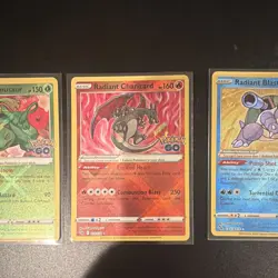 Pokemon TCG Pokemon GO Radiant Holo Lot (3) Venusaur Charizard Blastoise - Image 3