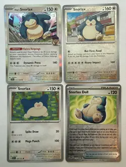 Snorlax 4 Card Lot ~Cute cards~ Pokemon TCG - 2 Reverse Holo & 1 Holo - Image 1