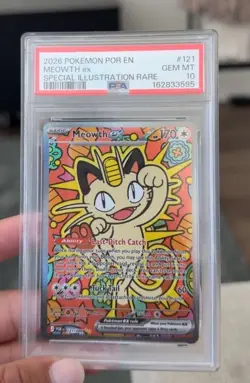 Pokemon 2026 English Me03 Perfect Order Meowth ex 121/088 SIR Holo PSA 10 - Image 3