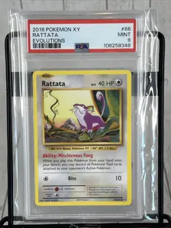 2016 POKEMON XY EVOLUTIONS #66 RATTATA PSA 9 - Image 1