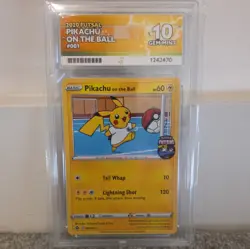 Pikachu On The Ball 001/005 ACE 10 PERFECT SUBGRADES Pokemon TCG - Image 1