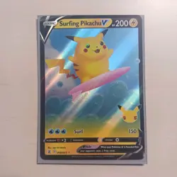 Pokemon TCG Surfing Pikachu V Celebrations 008/025 Holo Ultra Rare - Image 1