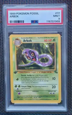 (Label Error) 1999 Fossil Arbok PSA 9 1st Edition Pokemon Card No #31 - Image 1