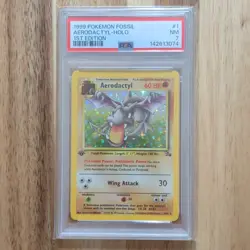 Wizards of the Coast Pokemon TCG Aerodactyl 1/62 Fossil 1st Ed Holo PSA 7 - Image 1