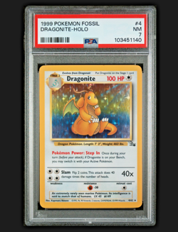1999 Pokemon Fossil #4/62 Dragonite Holo PSA 7 NM - Image 1