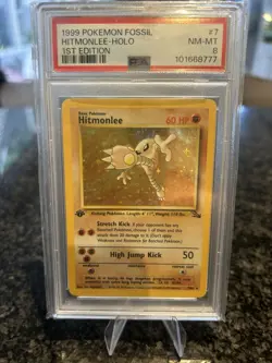 PSA Grade 8 1999 Pokemon Fossil Hitmonlee Holo 1st Edition 7/62 - Image 2