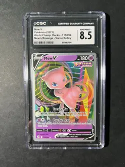 Pokemon TCG Swsh08: Fusion Strike Mew V 113/264 Holo Ultra Rare 2023 CGC 8.5 - Image 1