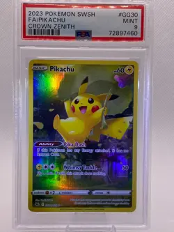 2023 Pokemon Pikachu GG30/GG70 Crown Zenith Galarian Gallery FA Holo PSA 9 Mint - Image 1